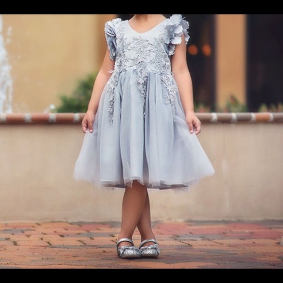 Beautiful silver dress- perfect for flower girl - Picture 4 of 4